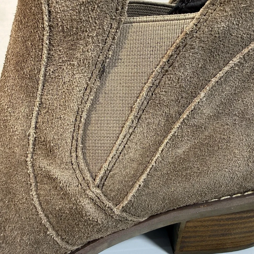 Me Too Zasper Leather Suede Tan Heeled Ankle Boots Booties Women's Sz 8M Cut Out - Picture 2 of 14